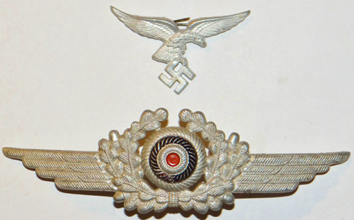 Luftwaffe NCO/EM Visor Hat Insignia SET with 1st Model Eagle