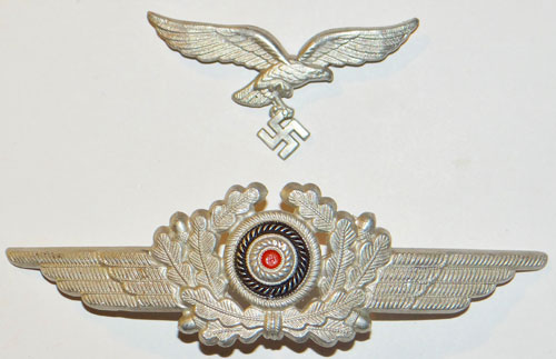 Luftwaffe NCO/EM Visor Hat Insignia SET with 2nd Pattern Eagle