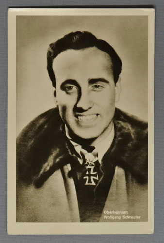Luftwaffe Oak Leaf & Swords Knight Cross Winner Oberleutnant Wolgang Schnaufer Postcard