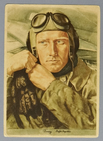 Luftwaffe "Wolfgang Willrich" Colored Postcard of Reconnaissance Pilot