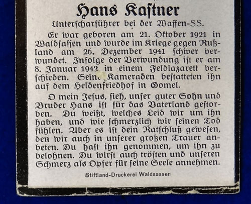 WSS Remembrance Card "Death Card"