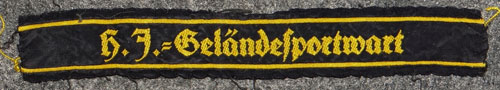 HJ & DJ Sports Cuff Strip. "H.J. Gelandessportwart" (HJ-Field Exercise Warden)