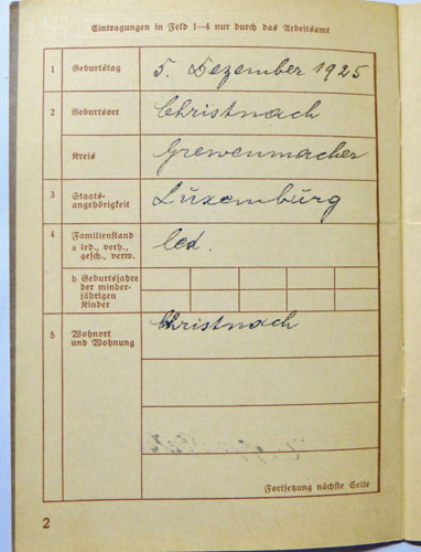 "Arbeitsbuch" Identification Document