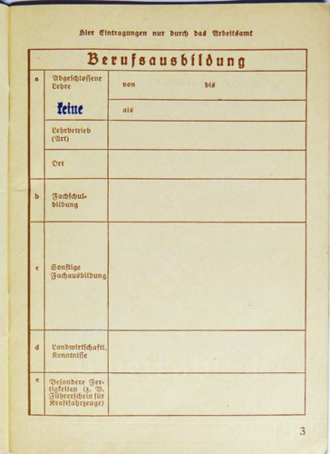 "Arbeitsbuch" Identification Document