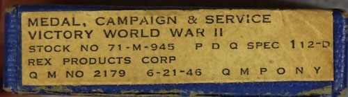 Boxed WW II "Victory" Medal