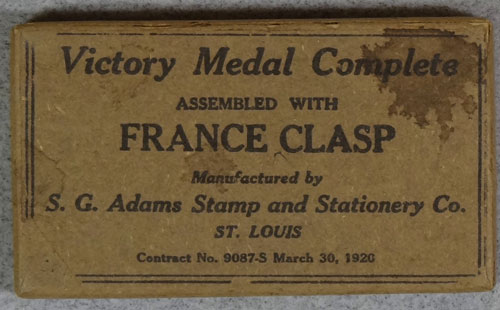 WW I Boxed "Victory" Medal with "FRANCE" Bar