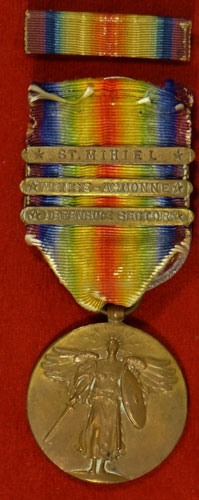 WW I "Victory" Medal with Three Bars & Ribbon Bar