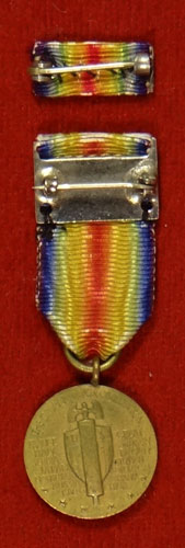 Miniature WW I "Victory" Medal with Ribbon Bar