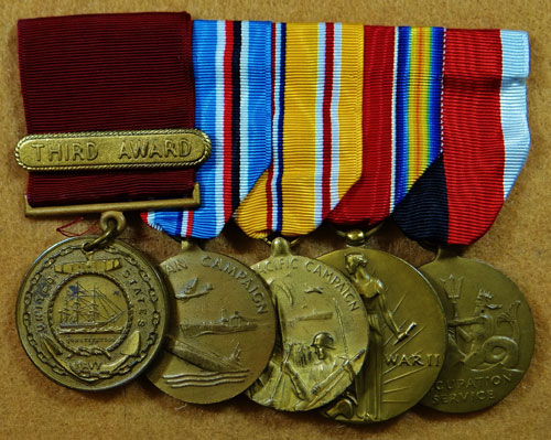 WW II U.S. Navy Dress Medal Bar with Five Awards