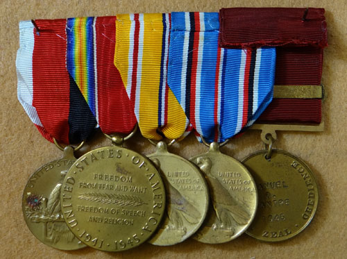 WW II U.S. Navy Dress Medal Bar with Five Awards