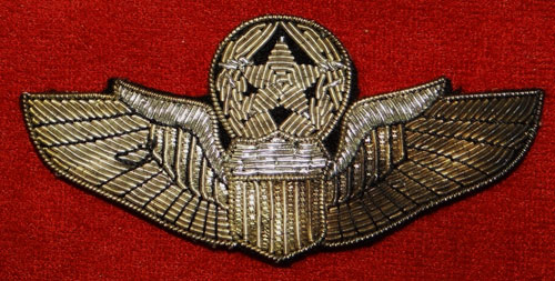 Korean War Period Bullion Wire 3 inch "Command Pilot" Wing