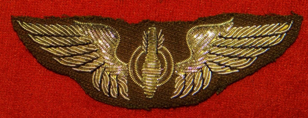 WW II Bullion Wire 3 inch "Bombardier" Wing