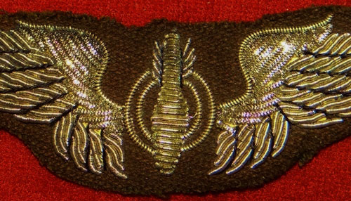 WW II Bullion Wire 3 inch "Bombardier" Wing