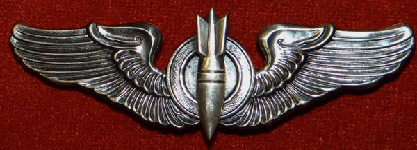 WW II "Bombardier" 3 inch Pin Back Wing by "Meyer"