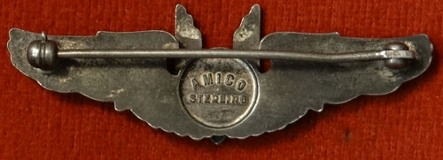 WW II "Aerial Gunner" 2 inch Pin Back Wing by "AMICO"