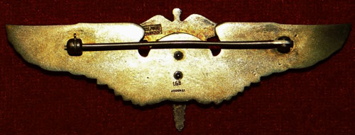 WW II 1943 Gold 3 inch Pin Back "Flight Surgeon" Wing by "LGB"