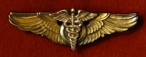 Set of TWO 1943 WW II Gold "Flight Surgeon" 3 & 2 inch Pin Back Wings by "AMICO"