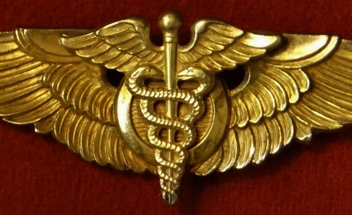 Set of TWO 1943 WW II Gold "Flight Surgeon" 3 & 2 inch Pin Back Wings by "AMICO"