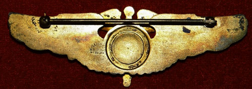 Set of TWO 1943 WW II Gold "Flight Surgeon" 3 & 2 inch Pin Back Wings by "AMICO"