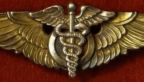 Set of TWO 1943 WW II Gold "Flight Surgeon" 3 & 2 inch Pin Back Wings by "AMICO"