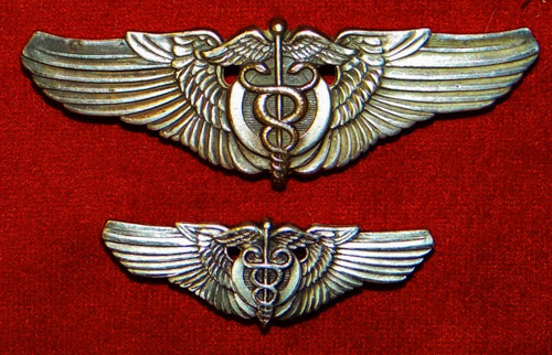 WW II 1944 Set of Two "Flight Surgeon" 3 & 2 inch Pin Back Wings by "A.H. Dondero"