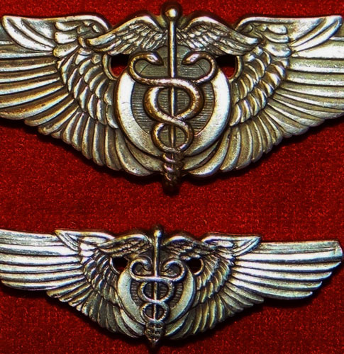 WW II 1944 Set of Two "Flight Surgeon" 3 & 2 inch Pin Back Wings by "A.H. Dondero"