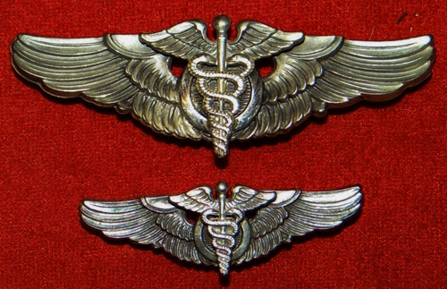 WW II 1944 Set of Two "Flight Surgeon" 3 & 2 inch Pin Back Wings by "AMICO"