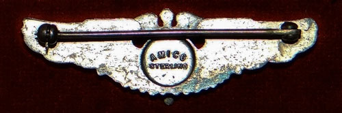 WW II 1944 Set of Two "Flight Surgeon" 3 & 2 inch Pin Back Wings by "AMICO"