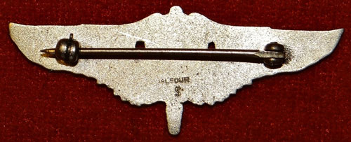 WW II 1944 "Flight Surgeon" 2 inch Pin Back Wing by "Balfour"