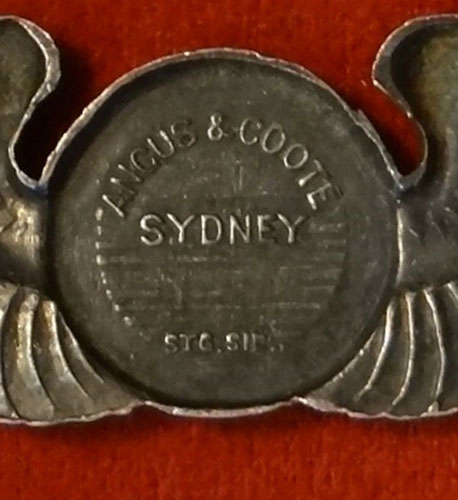 "Angus & Coote" WW II Australian Made "Aircrew" 3 inch Pin Back Wing