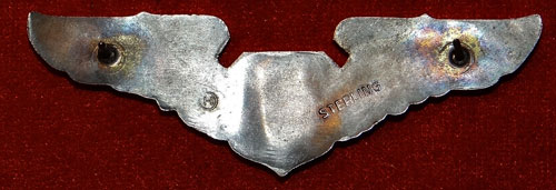 USAF Vietnam Period Sterling 3 inch "Navigator" Clutch Back Maker Marked Wing