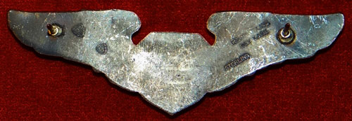 USAF Vietnam Period Sterling 3 inch "Flight Surgeon" Clutch Back Wing by "Meyer"