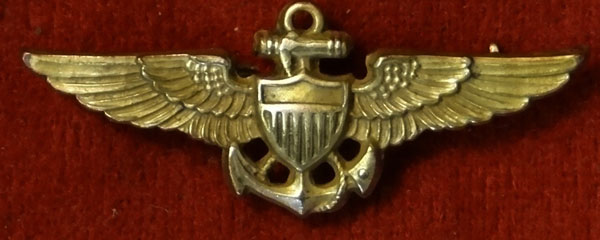 1930's U.S. Navy 1-3/8 inch "Pilot" Wing for Garrison Cap by "Amico"