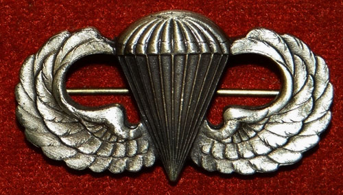 Sterling Pin Back "PARACHUTIST QULIFICATION" Badge by "P-24"