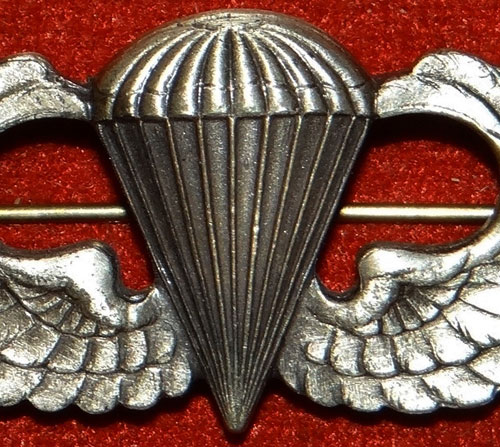 Sterling Pin Back "PARACHUTIST QULIFICATION" Badge by "P-24"