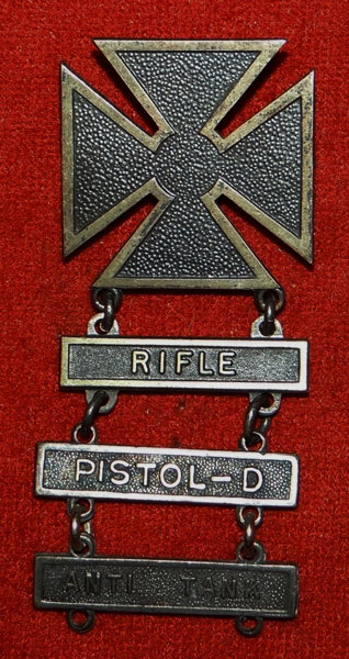 WW II Sterling Pin Back "MARKSMAN" Badge with Three Bars