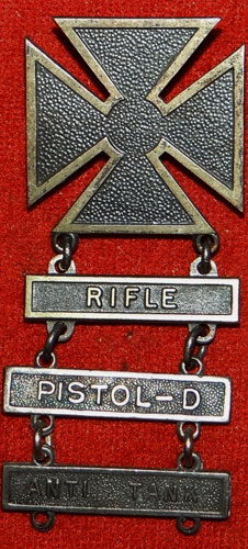 WW II Sterling Pin Back "MARKSMAN" Badge with Three Bars