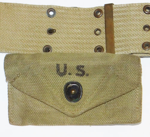 U.S. WW II M-1936 Pistol Belt with Canteen, Holster, Clip Pouch & First Aid Pouch