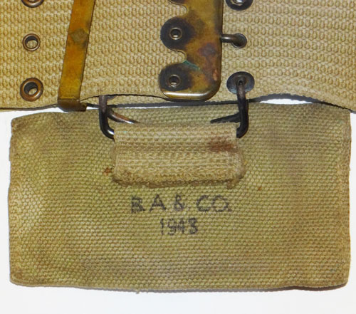 U.S. WW II M-1936 Pistol Belt with Canteen, Holster, Clip Pouch & First Aid Pouch