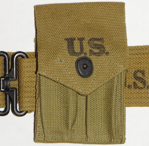 WW II U.S. M-1936 Pistol Belt with Clip Pouch & First Aid Pouch