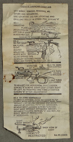 M15 U.S. WW II Grenade Launcher Sight