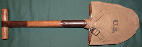 WW II U.S. M-1910 Intrenching Shovel with 1942 Dated Web Carrier