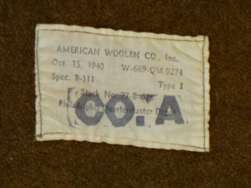 WW II 1940 Dated U.S. Army Wool Blanket