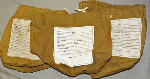 Three WW II Personal Belongings Bags for Killed in Action