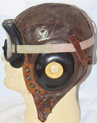 Army Air Force WW II "A-11" Leather Flight Helmet with "B-8" Flying Goggles