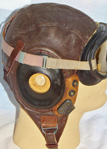 Army Air Force WW II "A-11" Leather Flight Helmet with "B-8" Flying Goggles