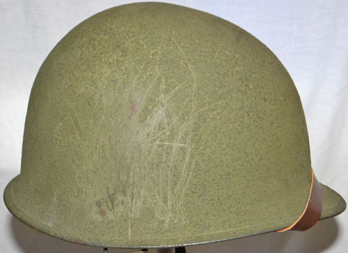 WW II U.S. M-1 Helmet with "Flexible Chinstrap Loops"