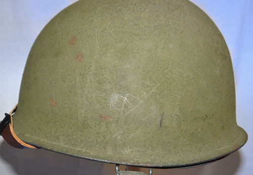WW II U.S. M-1 Helmet with "Flexible Chinstrap Loops"