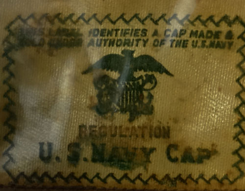 "NAMED" WW II U.S. Navy Officers Visor Hat with Grey Cover