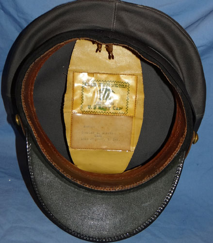 "NAMED" WW II U.S. Navy Officers Visor Hat with Grey Cover